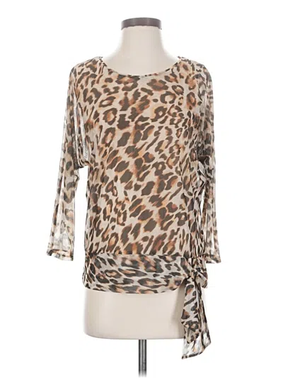 Pre-owned Chico's 3/4 Sleeve T-shirt In Brown