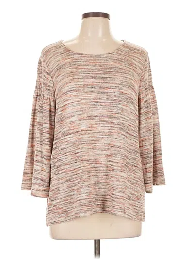 Pre-owned Chico's 3/4 Sleeve T-shirt In Brown