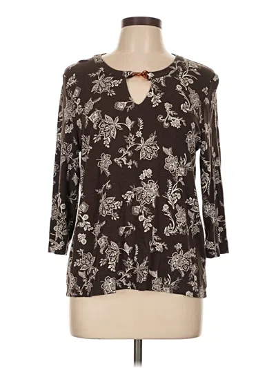 Pre-owned Chico's 3/4 Sleeve T-shirt In Brown
