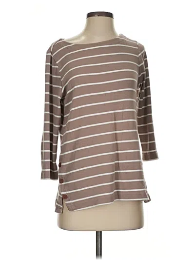 Pre-owned Chico's 3/4 Sleeve T-shirt In Brown