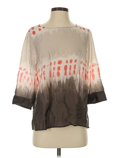 Pre-owned Chico's 3/4 Sleeve T-shirt In Brown