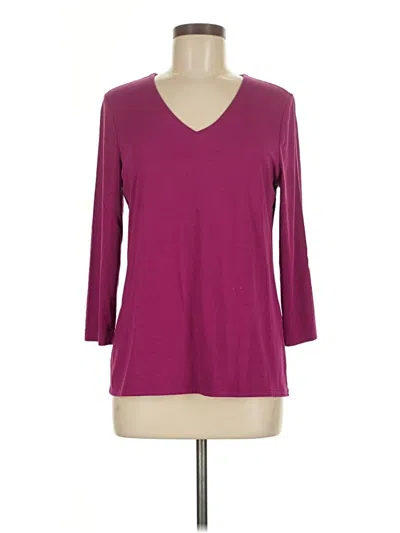 Pre-owned Chico's 3/4 Sleeve T-shirt In Burgundy