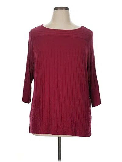 Pre-owned Chico's 3/4 Sleeve T-shirt In Burgundy