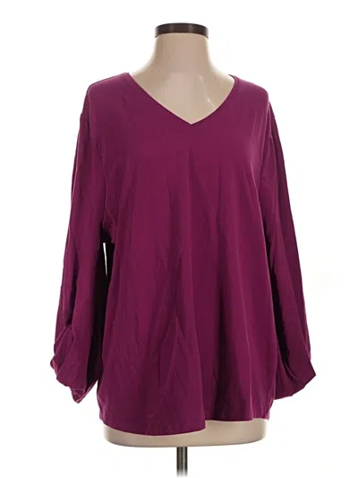 Pre-owned Chico's 3/4 Sleeve T-shirt In Burgundy