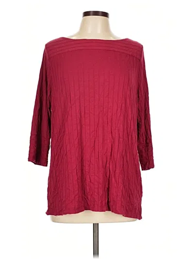 Pre-owned Chico's 3/4 Sleeve T-shirt In Burgundy