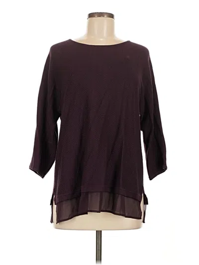 Pre-owned Chico's 3/4 Sleeve T-shirt In Burgundy