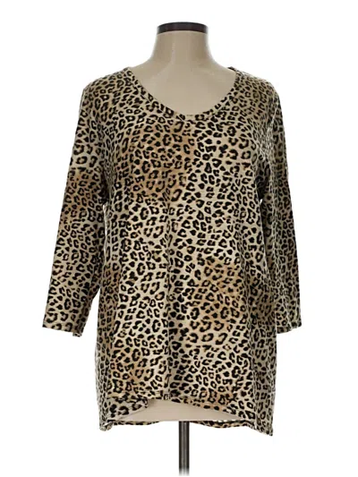 Pre-owned Chico's 3/4 Sleeve T-shirt In Gold