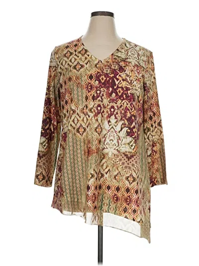 Pre-owned Chico's 3/4 Sleeve T-shirt In Gold