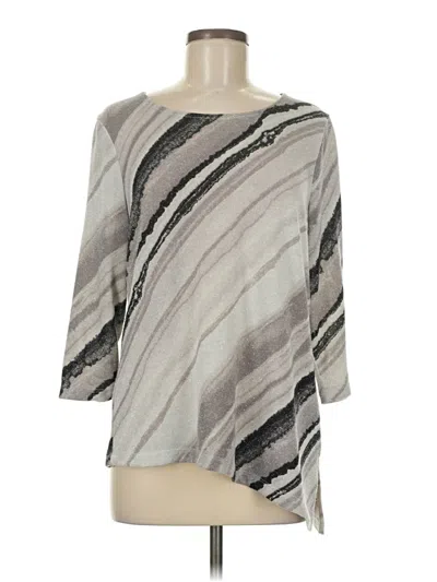 Pre-owned Chico's 3/4 Sleeve T-shirt In Gray