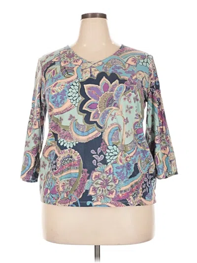 Pre-owned Chico's 3/4 Sleeve T-shirt In Gray