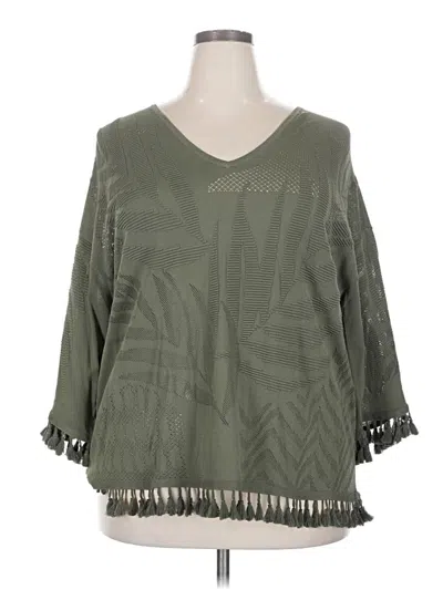 Chico's 3/4 Sleeve T-shirt In Green