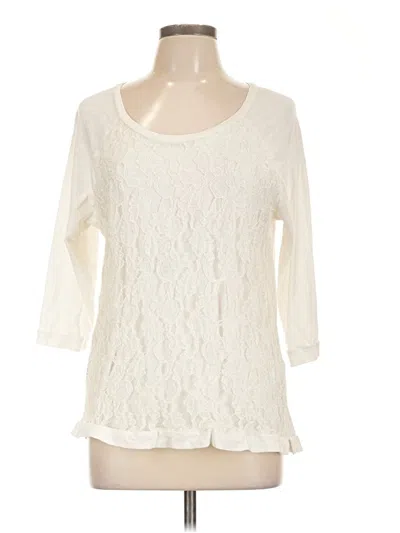 Pre-owned Chico's 3/4 Sleeve T-shirt In Ivory