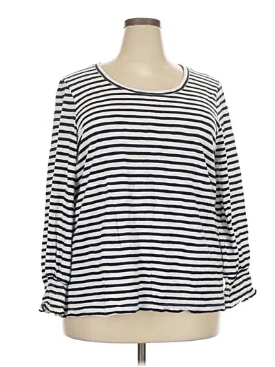 Pre-owned Chico's 3/4 Sleeve T-shirt In Ivory