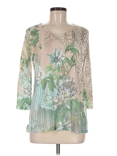 Pre-owned Chico's 3/4 Sleeve T-shirt In Ivory