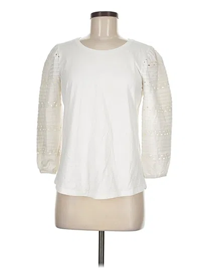 Pre-owned Chico's 3/4 Sleeve T-shirt In Ivory