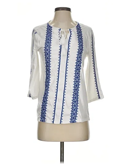 Pre-owned Chico's 3/4 Sleeve T-shirt In Ivory