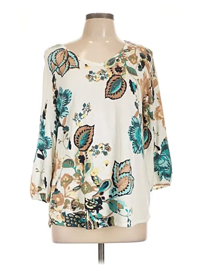 Pre-owned Chico's 3/4 Sleeve T-shirt In Ivory