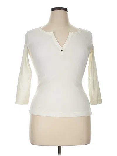 Pre-owned Chico's 3/4 Sleeve T-shirt In Ivory