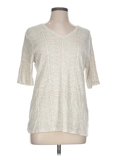Pre-owned Chico's 3/4 Sleeve T-shirt In Ivory