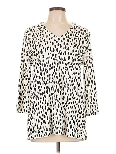Pre-owned Chico's 3/4 Sleeve T-shirt In Ivory