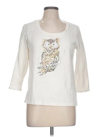 Pre-owned Chico's 3/4 Sleeve T-shirt In Ivory