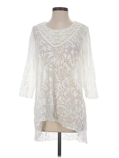 Pre-owned Chico's 3/4 Sleeve T-shirt In Ivory