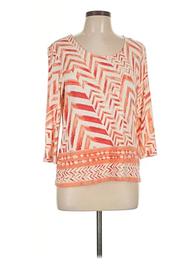 Pre-owned Chico's 3/4 Sleeve T-shirt In Orange