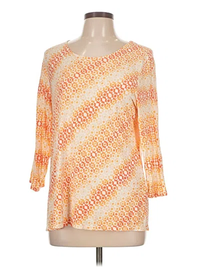 Pre-owned Chico's 3/4 Sleeve T-shirt In Orange
