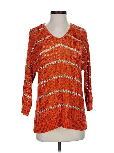 Pre-owned Chico's 3/4 Sleeve T-shirt In Orange