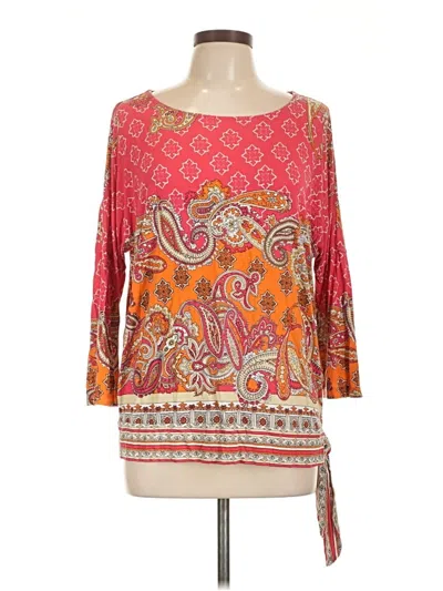 Pre-owned Chico's 3/4 Sleeve T-shirt In Orange