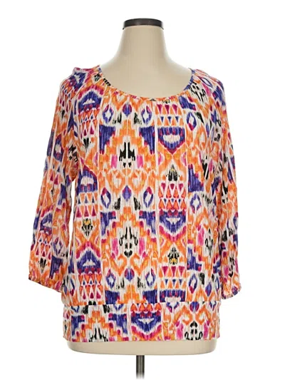 Pre-owned Chico's 3/4 Sleeve T-shirt In Orange
