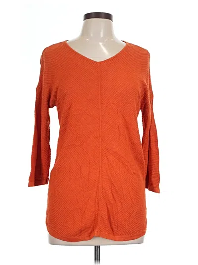 Pre-owned Chico's 3/4 Sleeve T-shirt In Orange