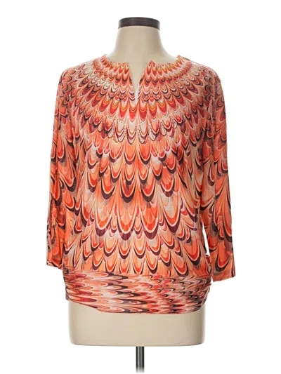 Pre-owned Chico's 3/4 Sleeve T-shirt In Orange