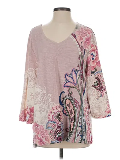 Pre-owned Chico's 3/4 Sleeve T-shirt In Pink
