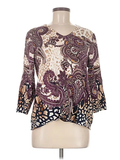 Pre-owned Chico's 3/4 Sleeve T-shirt In Purple
