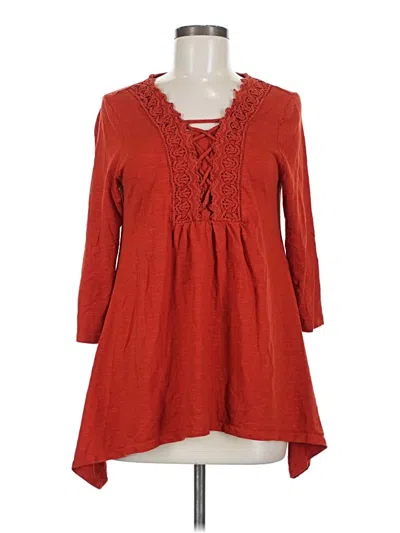 Pre-owned Chico's 3/4 Sleeve T-shirt In Red