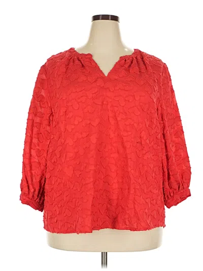 Pre-owned Chico's 3/4 Sleeve T-shirt In Red