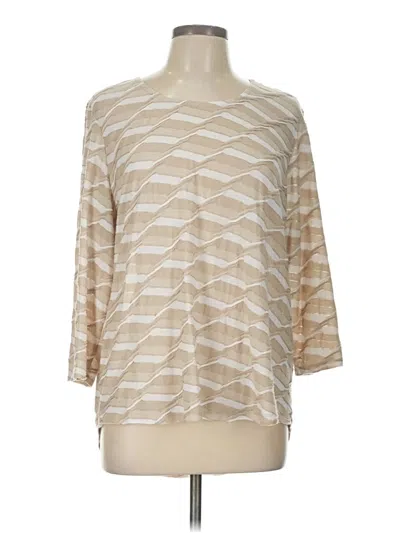Pre-owned Chico's 3/4 Sleeve T-shirt In Tan