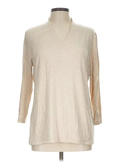 Pre-owned Chico's 3/4 Sleeve T-shirt In Tan