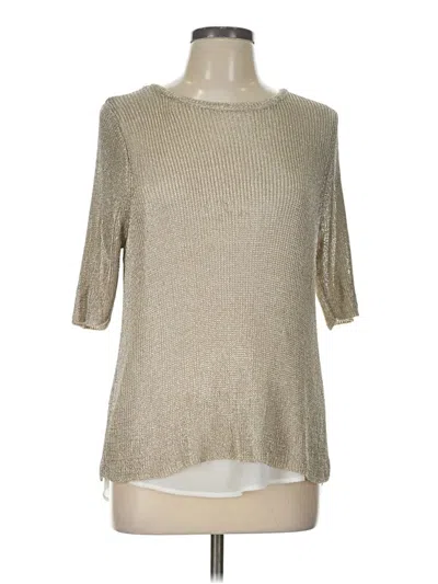Pre-owned Chico's 3/4 Sleeve T-shirt In Tan