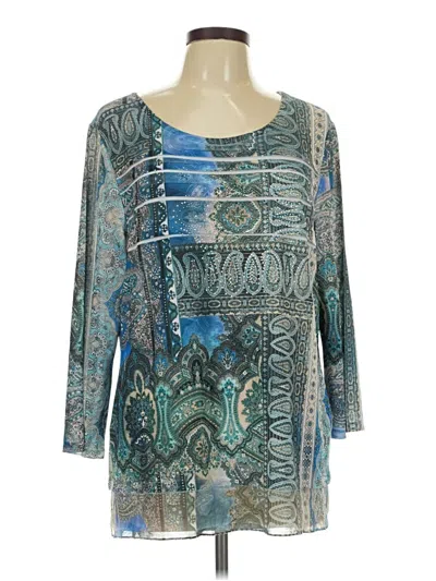 Pre-owned Chico's 3/4 Sleeve T-shirt In Teal