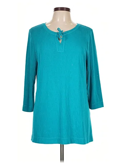 Pre-owned Chico's 3/4 Sleeve T-shirt In Teal