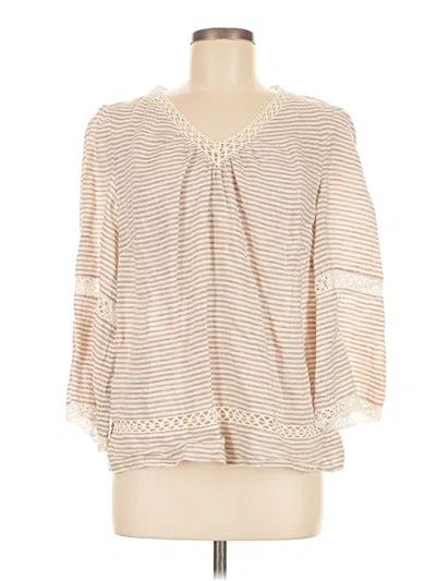 Pre-owned Chico's 3/4 Sleeve T-shirt In White