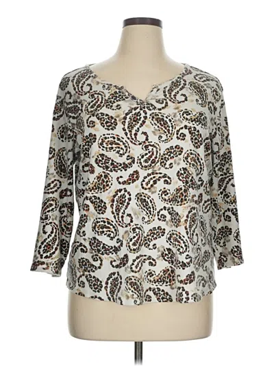 Pre-owned Chico's 3/4 Sleeve T-shirt In White