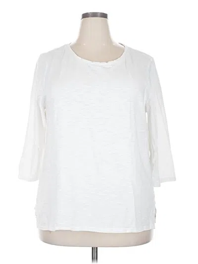 Pre-owned Chico's 3/4 Sleeve T-shirt In White