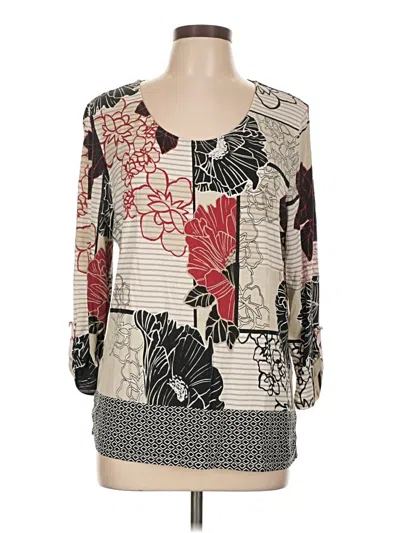 Pre-owned Chico's 3/4 Sleeve T-shirt In White