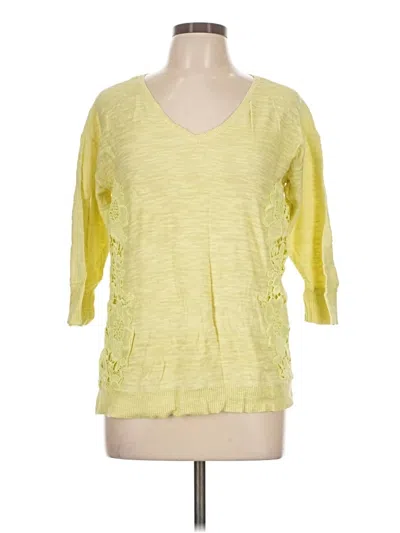 Pre-owned Chico's 3/4 Sleeve T-shirt In Yellow
