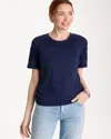 Chico's 3d Cutwork Knit Tee In Blue In Blue