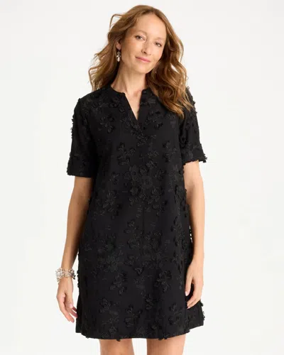 Chico's 3-d Floral Bonnie Dress In Black