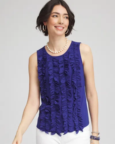 Chico's 3d Ruffle Front Tank Top In Blue Size 20/22 |  In Blue Casa